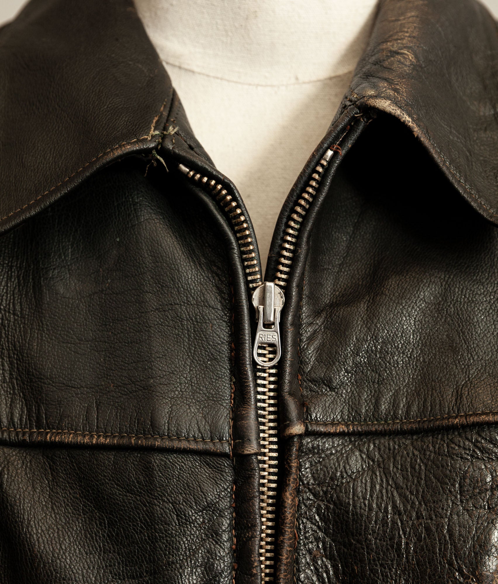 Vintage WWII 1940s German Leather Motorcycle Jacket