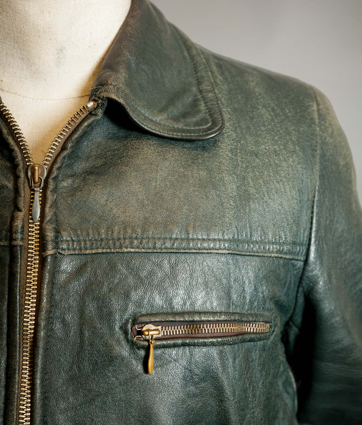 Vintage 1940s German Goatskin Leather Belted Motoring Coat