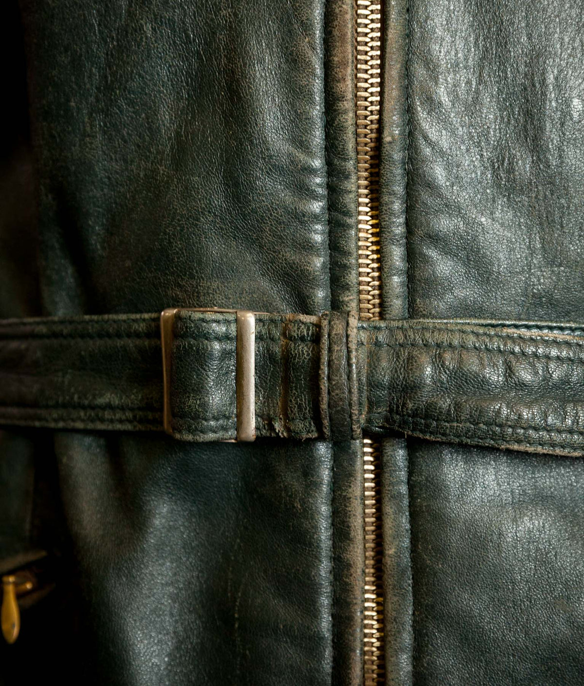 Vintage 1940s German Goatskin Leather Belted Motoring Coat