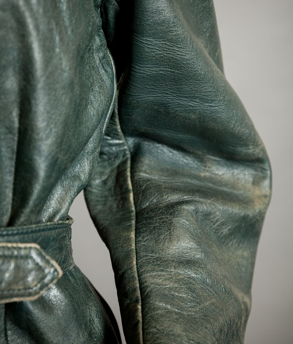 Vintage 1940s German Goatskin Leather Belted Motoring Coat