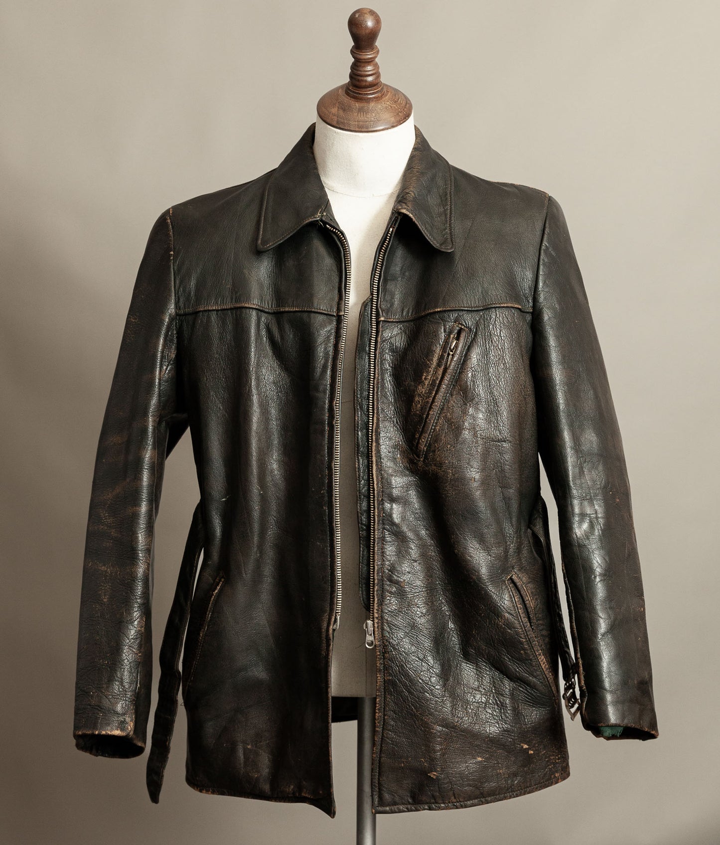 Vintage WWII 1940s German Leather Motorcycle Jacket