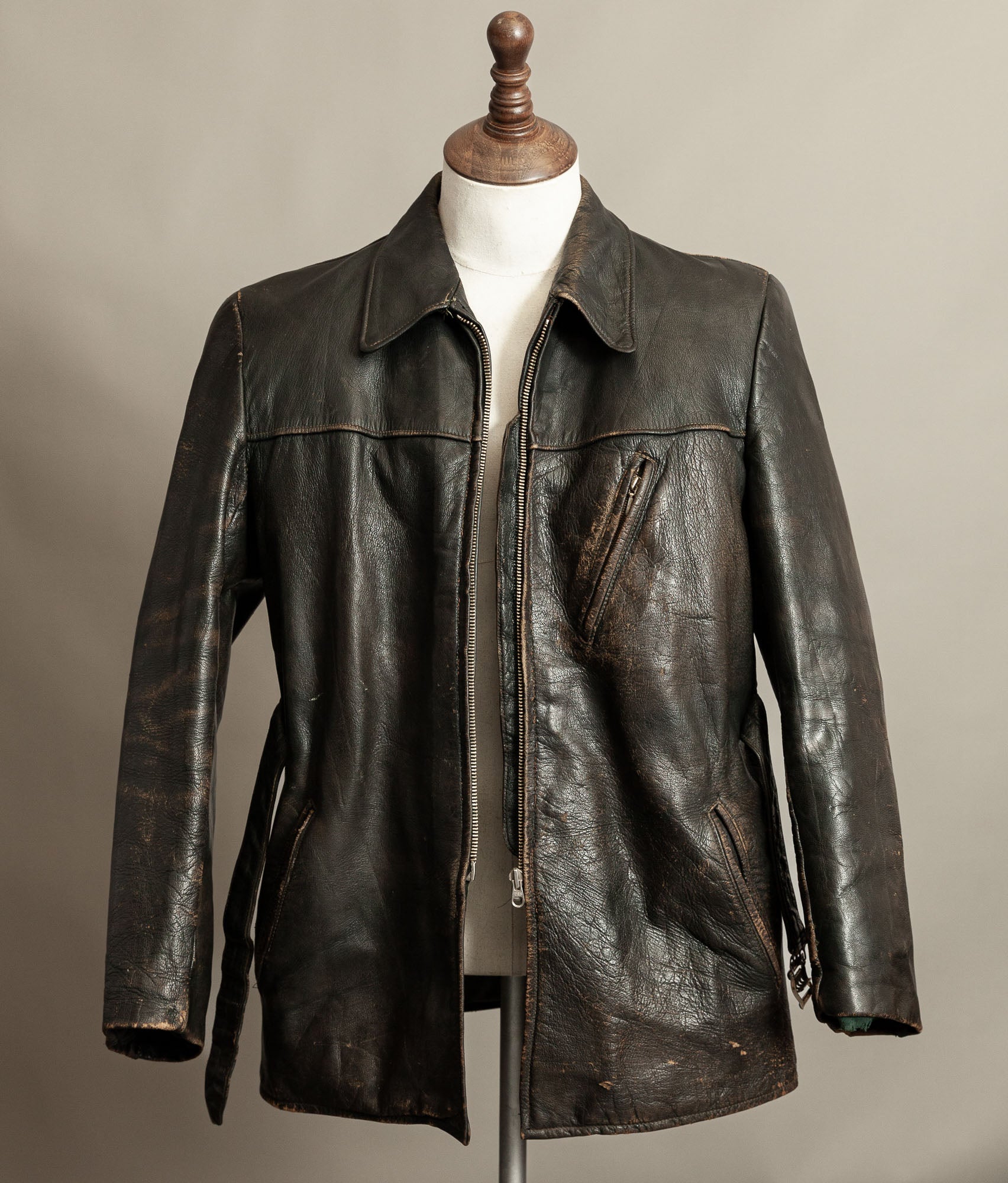 Vintage WWII 1940s German Leather Motorcycle Jacket