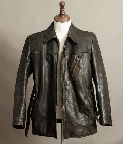 Vintage WWII 1940s German Leather Motorcycle Jacket