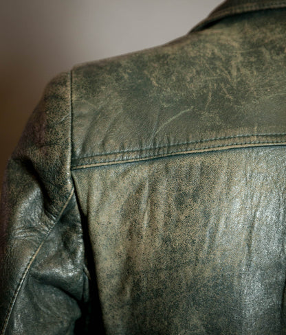 Vintage 1940s German Goatskin Leather Belted Motoring Coat