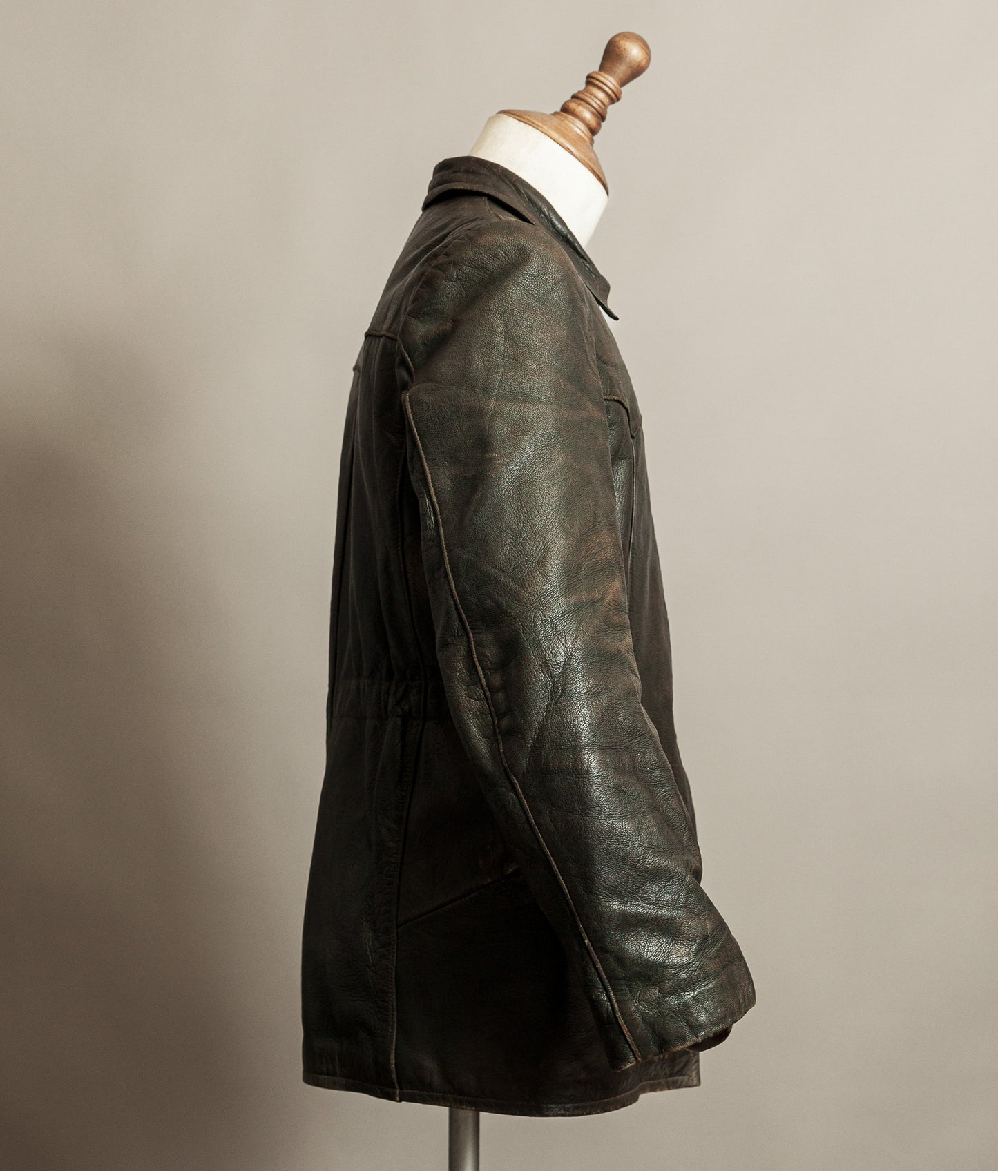 Vintage 1940s German Leather Motorcycle Jacket RIES Zips