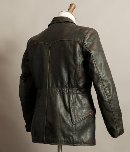 Vintage 1940s German Leather Motorcycle Jacket RIES Zips