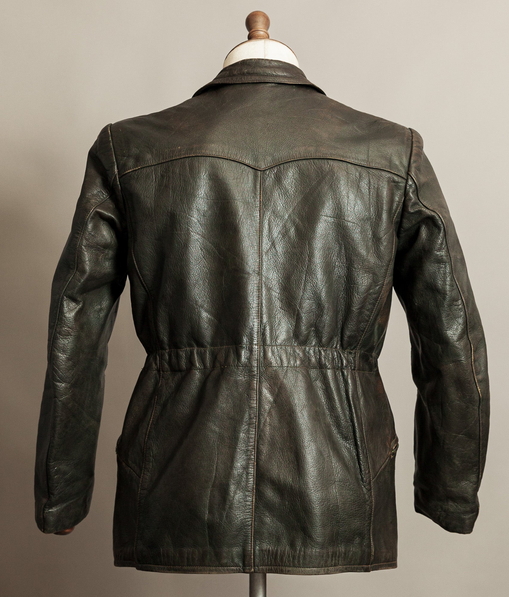 Vintage 1940s German Leather Motorcycle Jacket RIES Zips