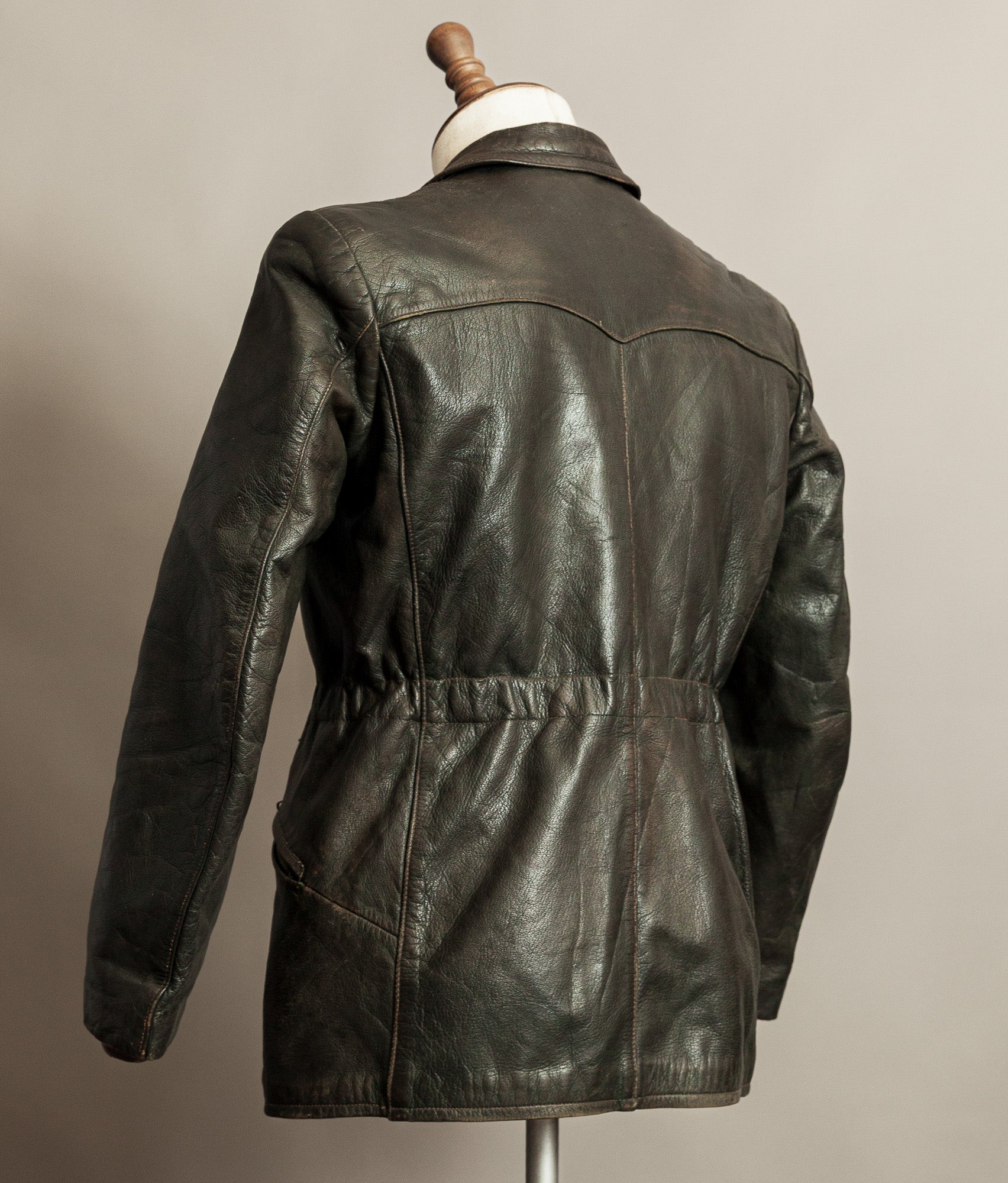 Vintage 1940s German Leather Motorcycle Jacket RIES Zips