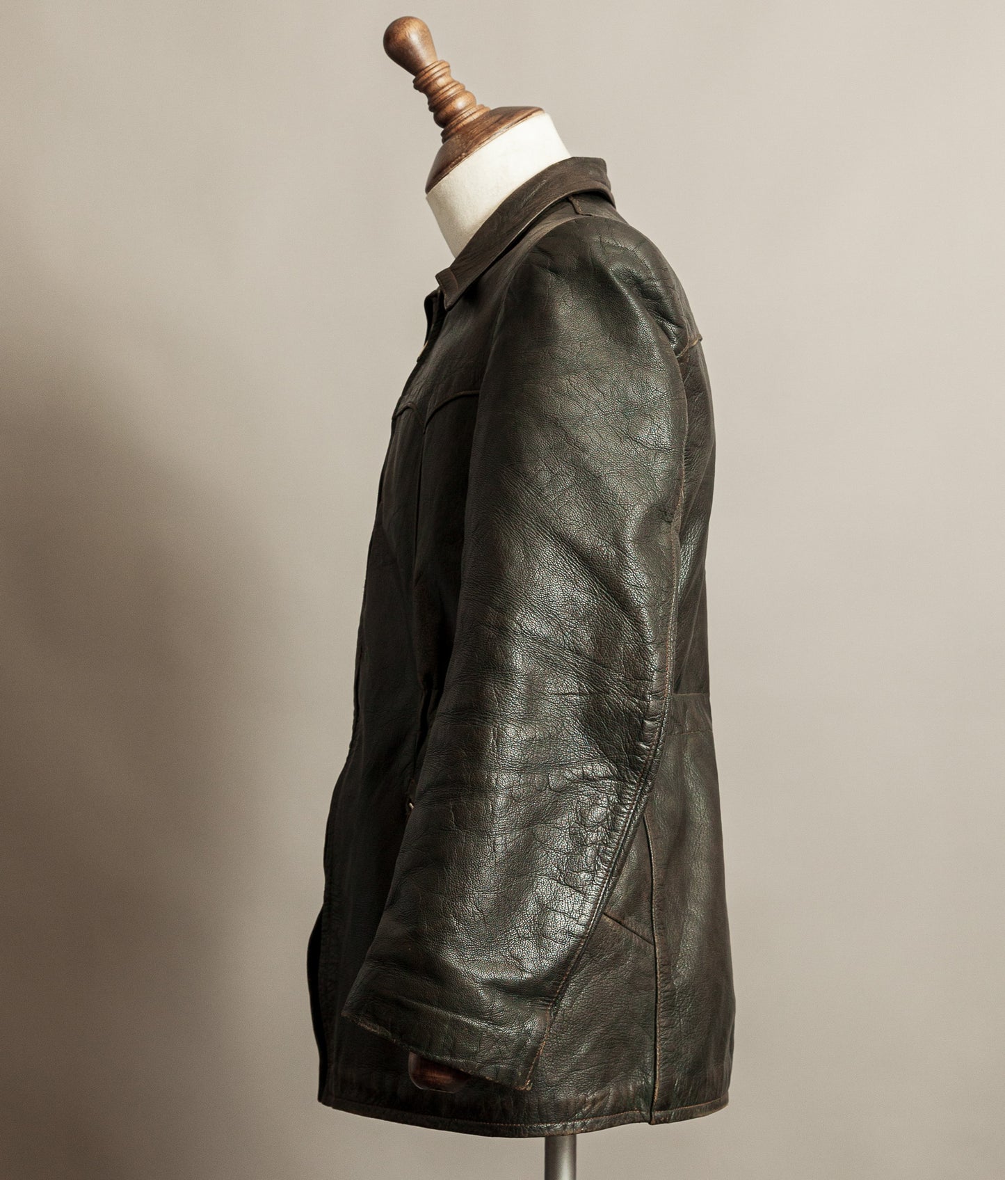 Vintage 1940s German Leather Motorcycle Jacket RIES Zips