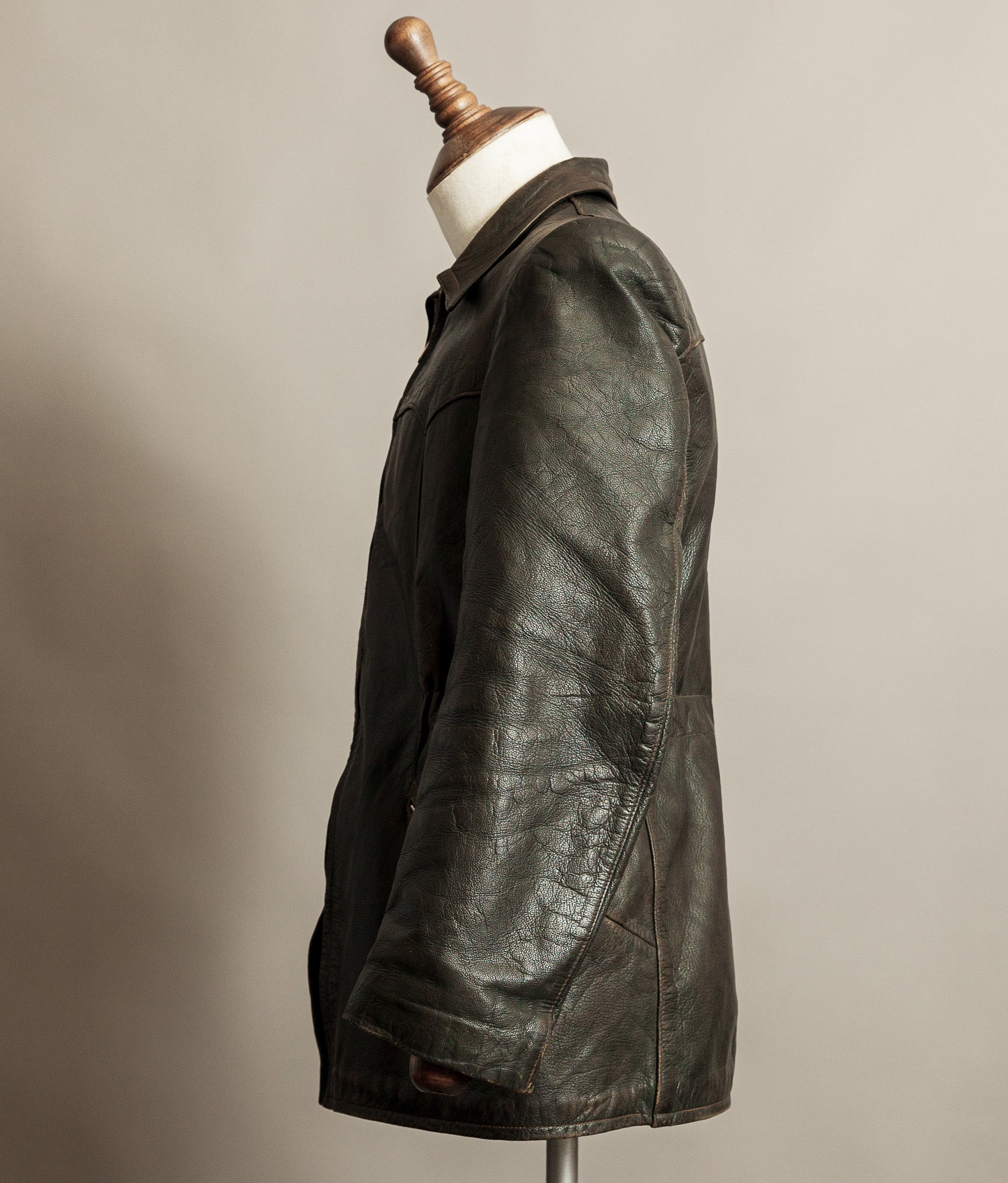 Vintage 1940s German Leather Motorcycle Jacket RIES Zips