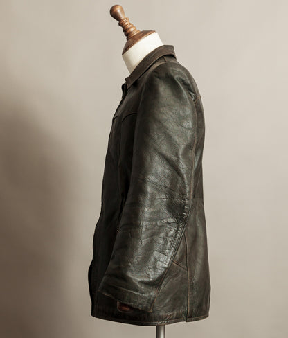 Vintage 1940s German Leather Motorcycle Jacket RIES Zips