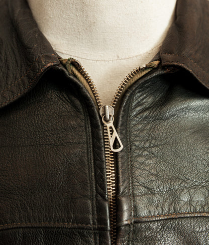 Vintage 1940s German Leather Motorcycle Jacket RIES Zips