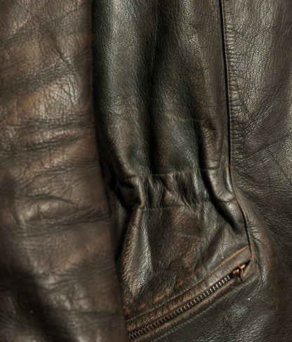 Vintage 1940s German Leather Motorcycle Jacket RIES Zips