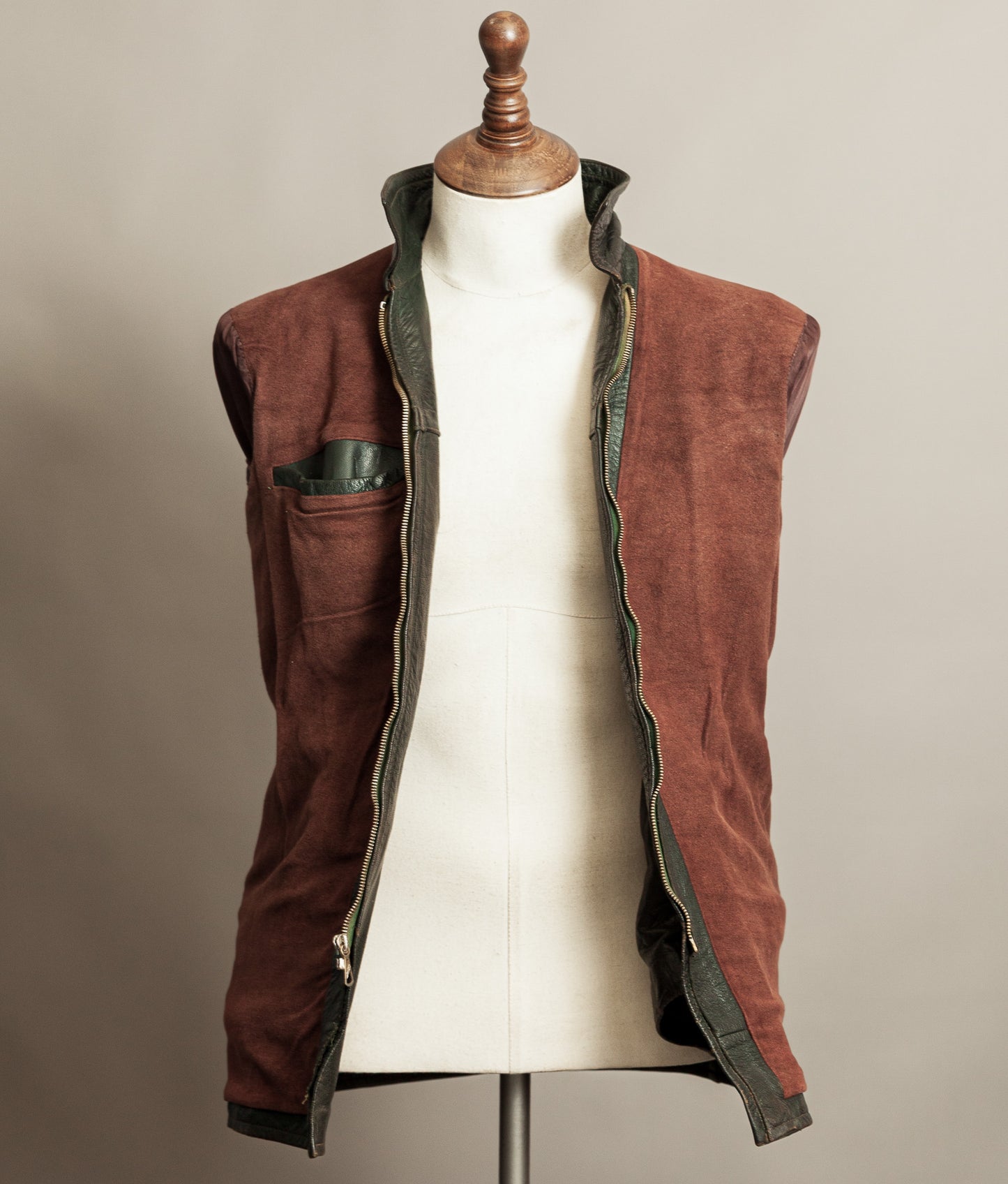 Vintage 1940s German Leather Motorcycle Jacket RIES Zips