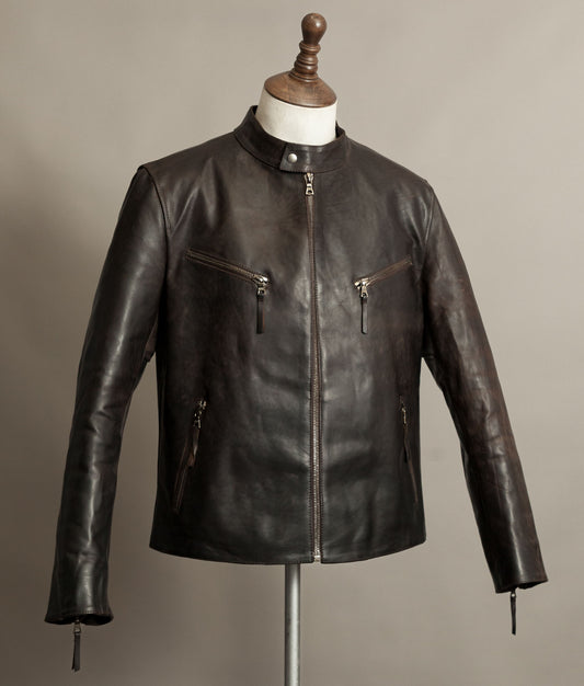 Stewart Leather Horsehide Motorcycle Jacket Edwin x Blitz Made in Italy RiRi Zips