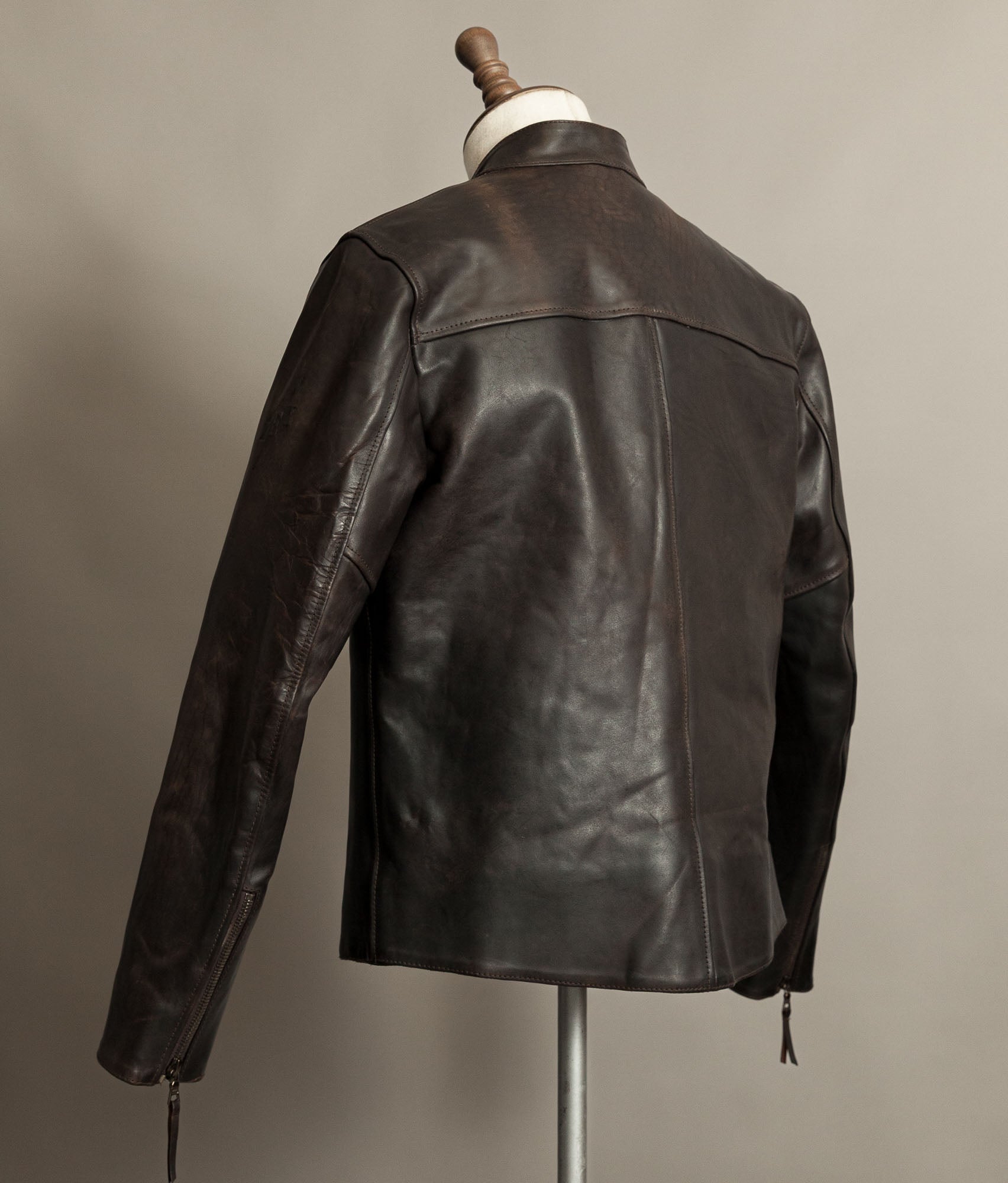 Stewart Leather Horsehide Motorcycle Jacket Edwin x Blitz Made in Italy RiRi Zips