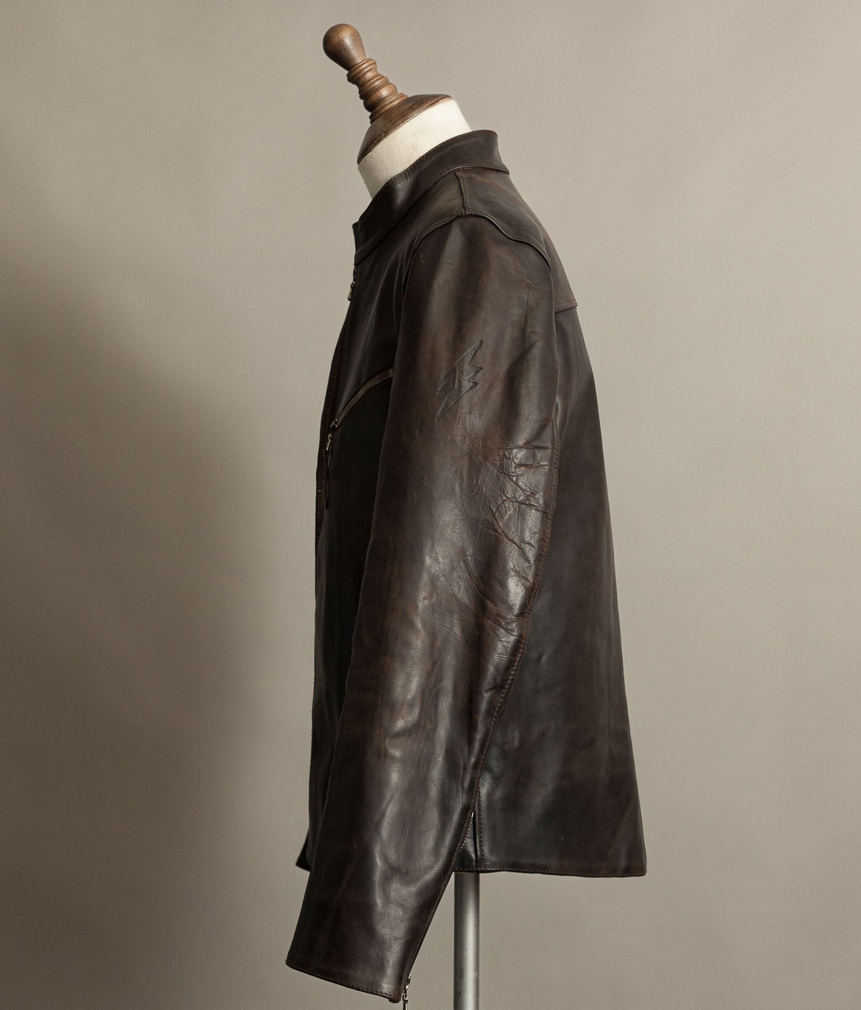 Stewart Leather Horsehide Motorcycle Jacket Edwin x Blitz Made in Italy RiRi Zips
