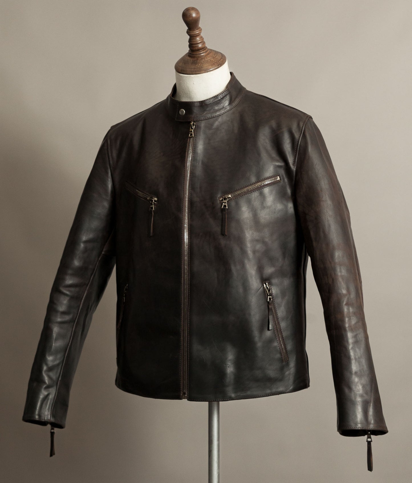 Stewart Leather Horsehide Motorcycle Jacket Edwin x Blitz Made in Italy RiRi Zips