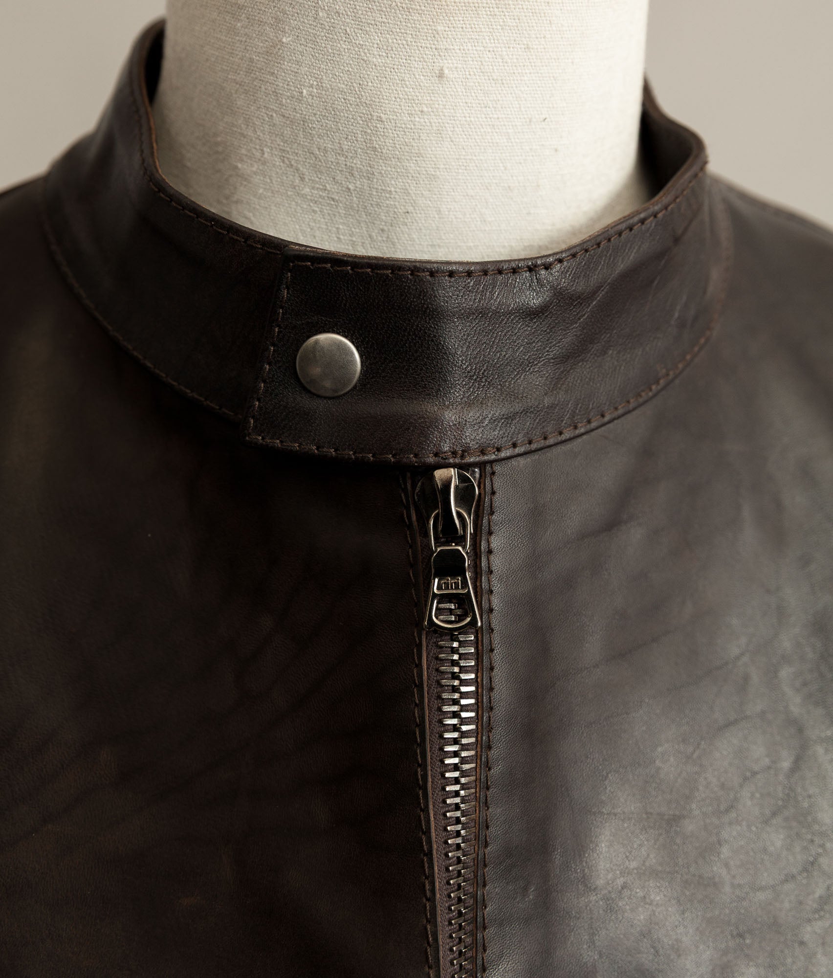 Stewart Leather Horsehide Motorcycle Jacket Edwin x Blitz Made in Italy RiRi Zips