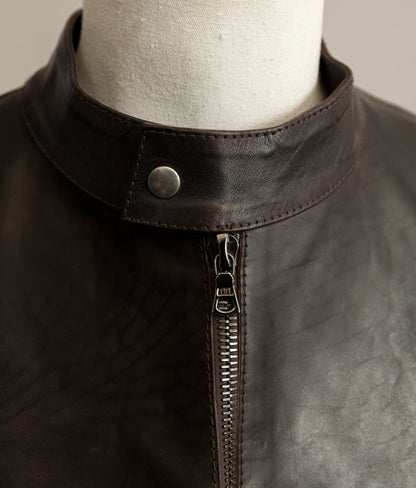 Stewart Leather Horsehide Motorcycle Jacket Edwin x Blitz Made in Italy RiRi Zips