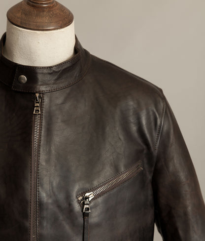 Stewart Leather Horsehide Motorcycle Jacket Edwin x Blitz Made in Italy RiRi Zips