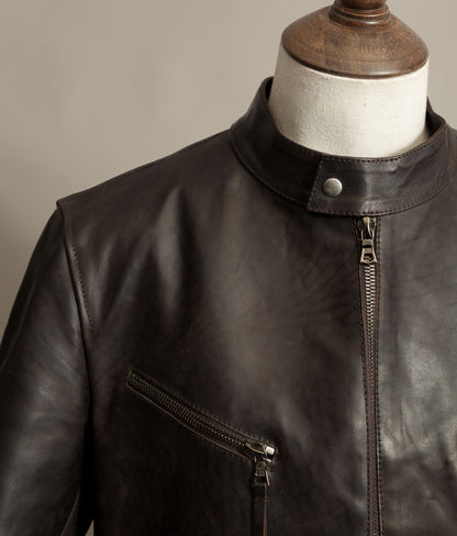 Stewart Leather Horsehide Motorcycle Jacket Edwin x Blitz Made in Italy RiRi Zips