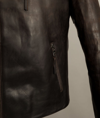 Stewart Leather Horsehide Motorcycle Jacket Edwin x Blitz Made in Italy RiRi Zips