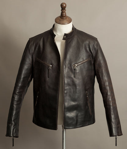Stewart Leather Horsehide Motorcycle Jacket Edwin x Blitz Made in Italy RiRi Zips