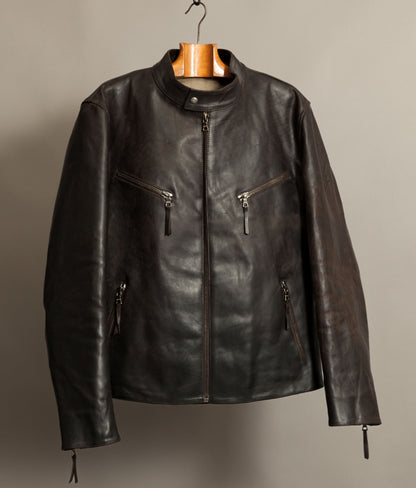 Stewart Leather Horsehide Motorcycle Jacket Edwin x Blitz Made in Italy RiRi Zips