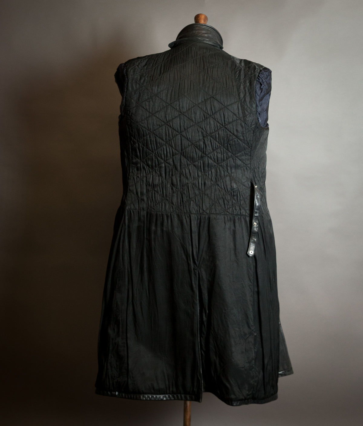 Vintage 1950s German Black Horsehide Leather Belted Motoring Coat