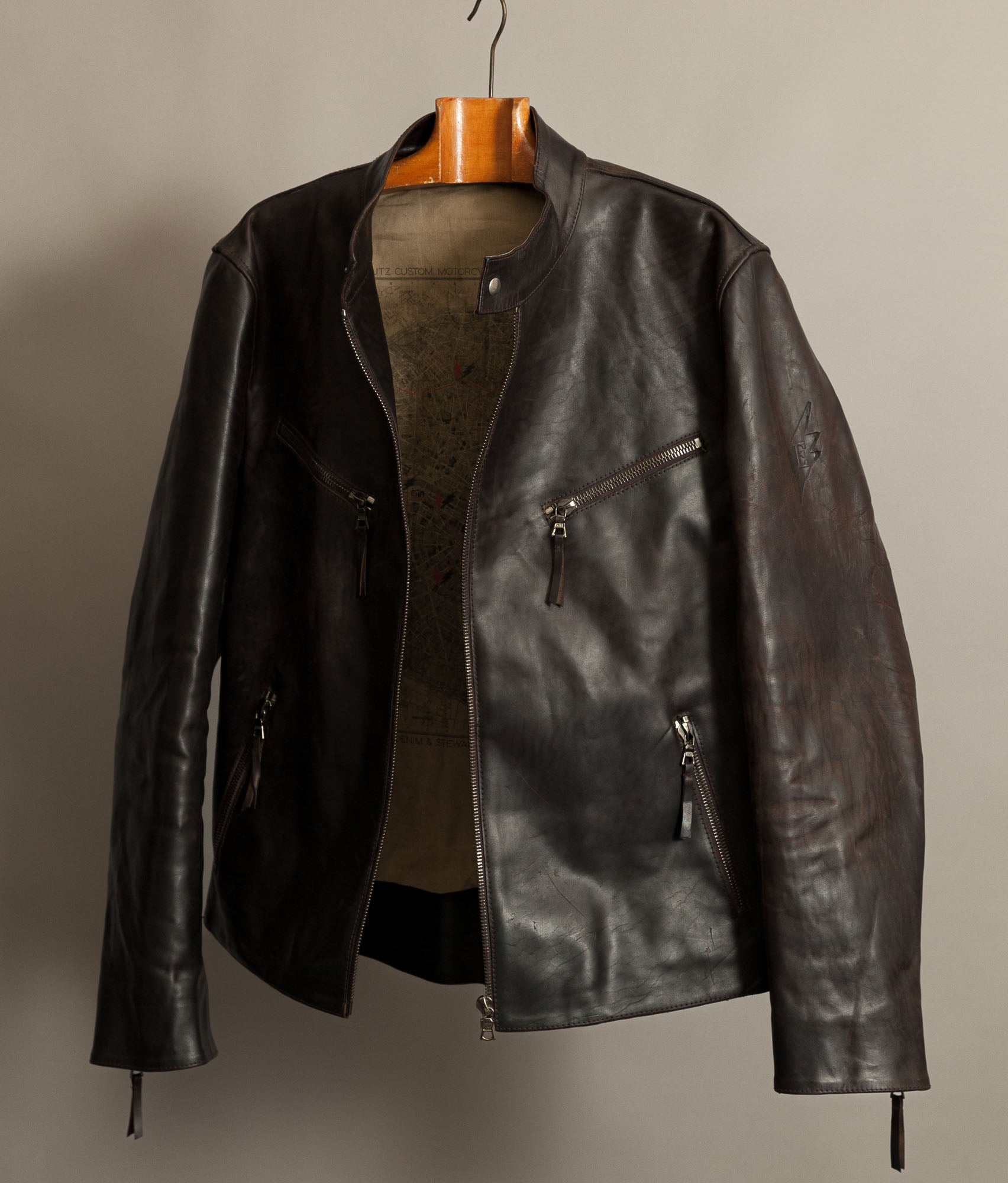Stewart Leather Horsehide Motorcycle Jacket Edwin x Blitz Made in Italy RiRi Zips