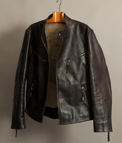 Stewart Leather Horsehide Motorcycle Jacket Edwin x Blitz Made in Italy RiRi Zips