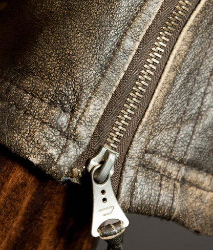 Diesel Vintage Burnished Leather Racer Jacket, Stereo Aces Patches