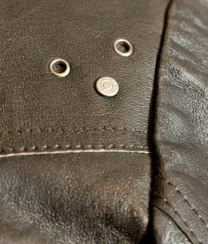 Diesel Vintage Burnished Leather Racer Jacket, Stereo Aces Patches