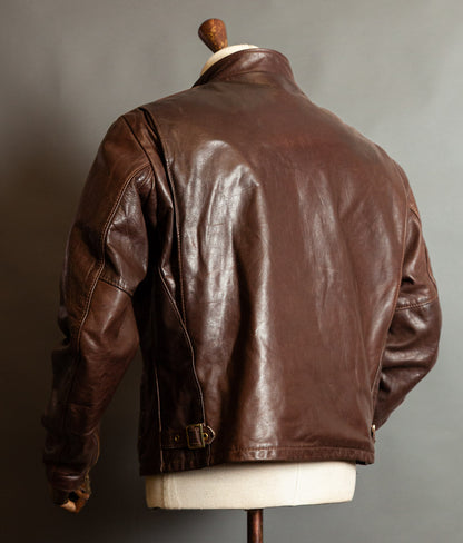 Vintage 1980s Schott 141 Café Racer – Brown Naked Cowhide, IDEAL Brass Zips