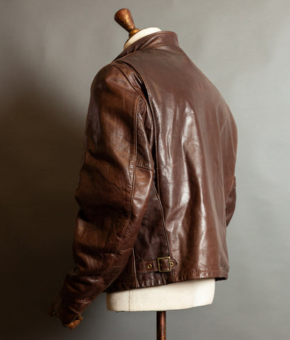 Vintage 1980s Schott 141 Café Racer – Brown Naked Cowhide, IDEAL Brass Zips