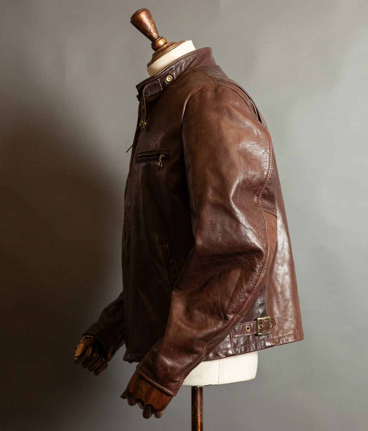 Vintage 1980s Schott 141 Café Racer – Brown Naked Cowhide, IDEAL Brass Zips