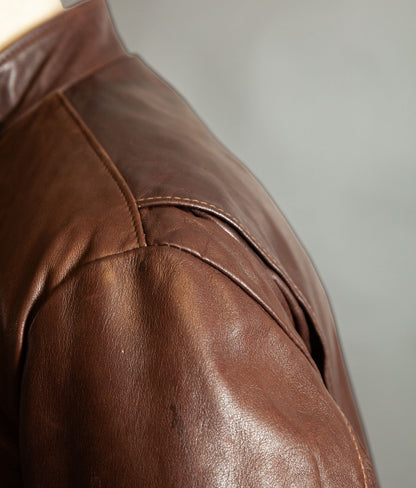 Vintage 1980s Schott 141 Café Racer – Brown Naked Cowhide, IDEAL Brass Zips