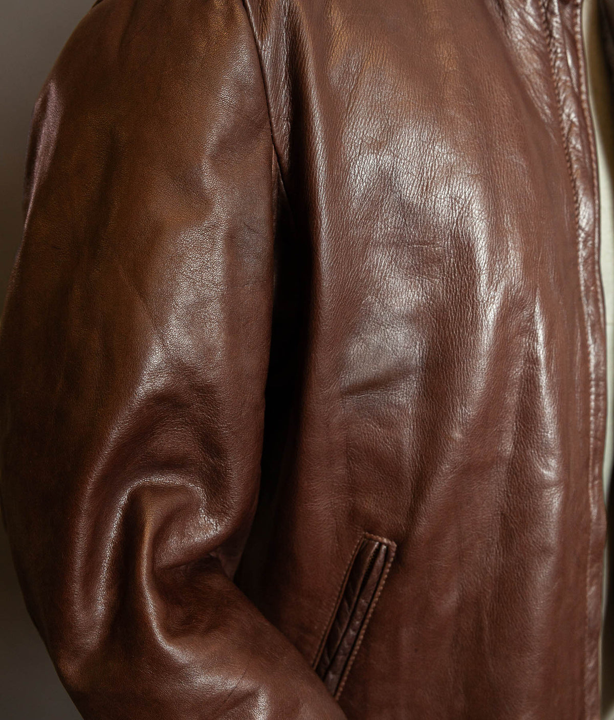 Vintage 1980s Schott 141 Café Racer – Brown Naked Cowhide, IDEAL Brass Zips
