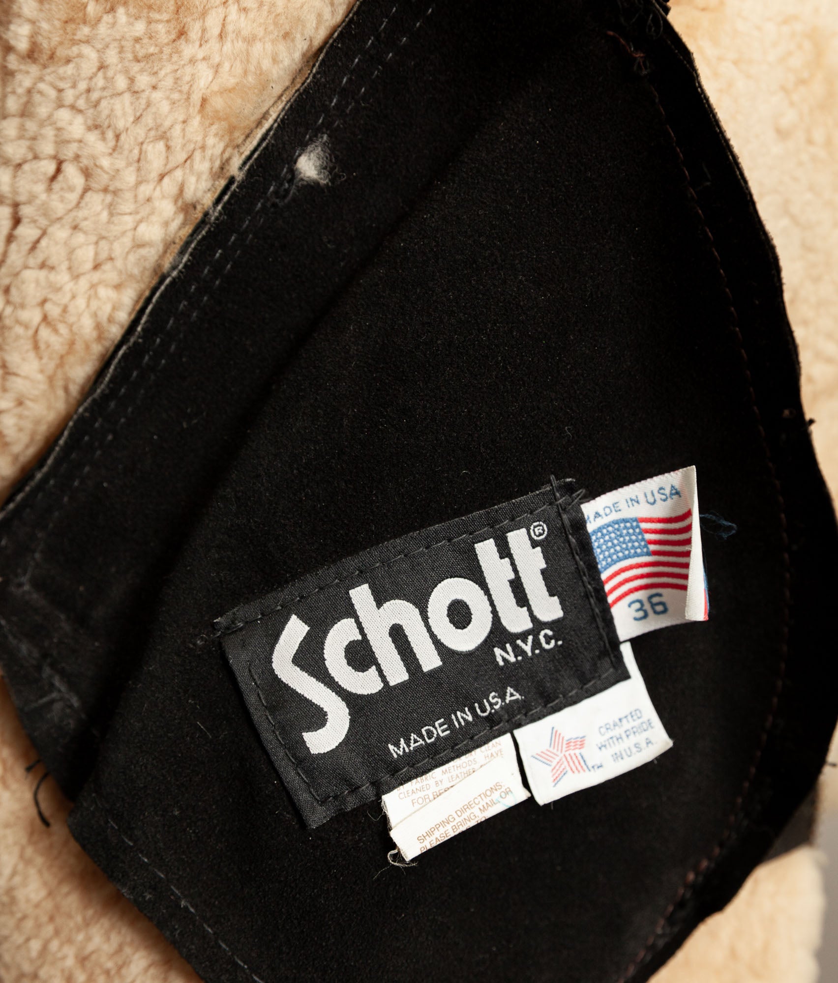Vintage 1990s Schott Sheepskin Shearling Flying Jacket
