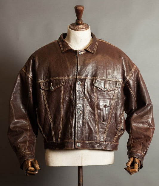 Vintage 1980s Kudsak Calfskin Trucker Jacket, Made in France