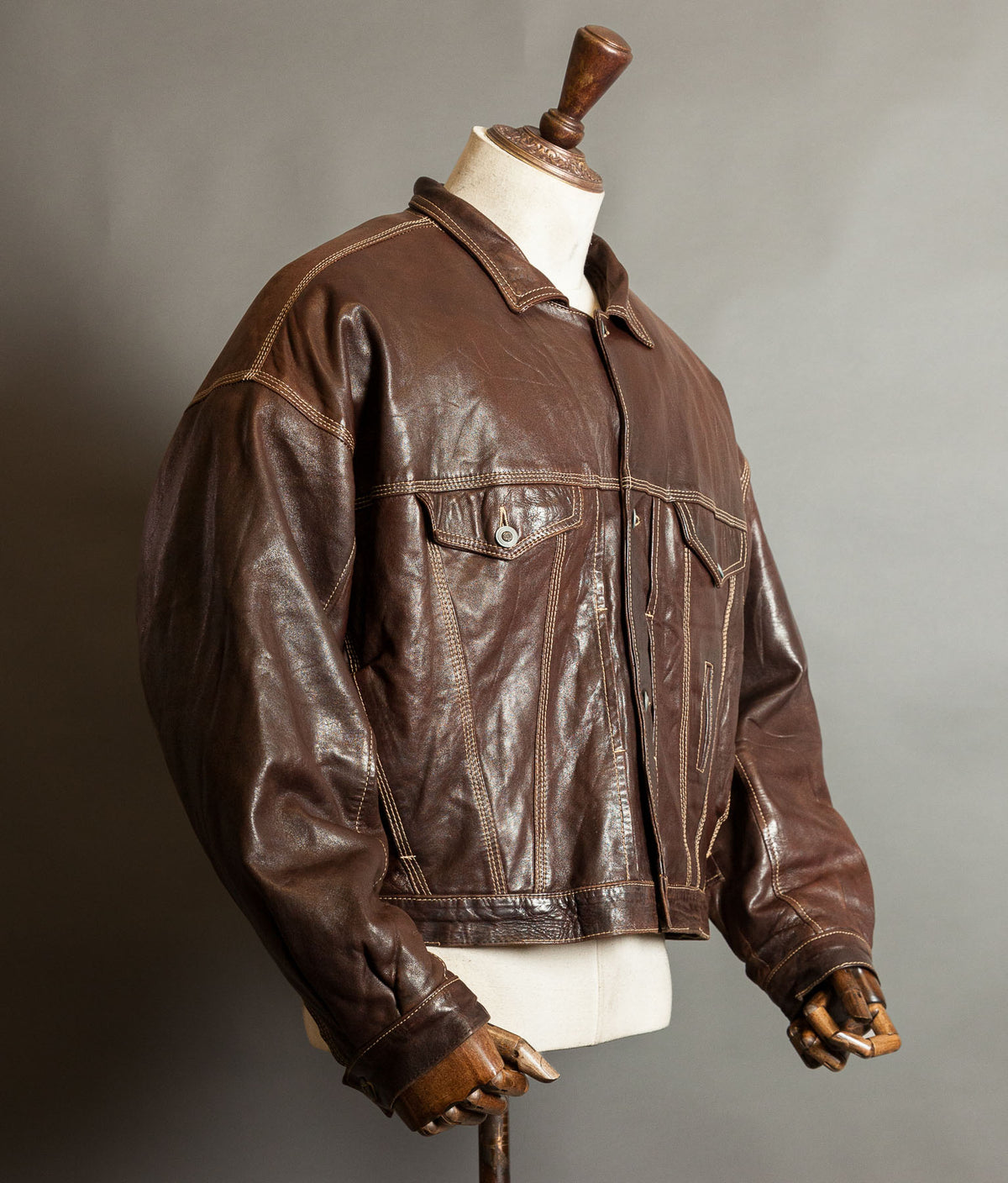 Vintage 1980s Kudsak Calfskin Trucker Jacket, Made in France