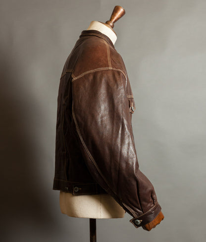 Vintage 1980s Kudsak Calfskin Trucker Jacket, Made in France
