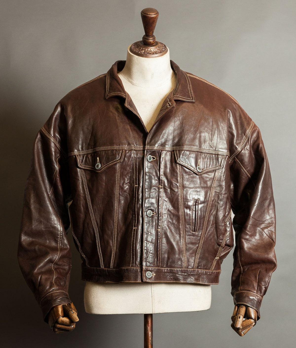 Vintage 1980s Kudsak Calfskin Trucker Jacket, Made in France