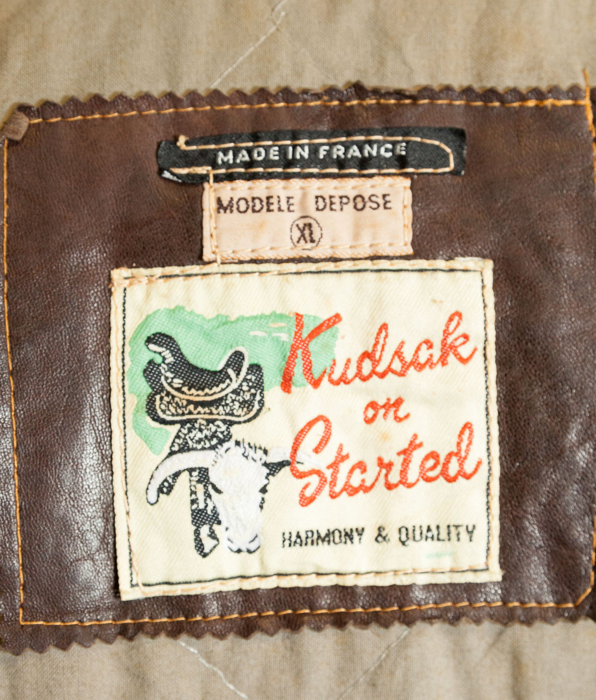 Vintage 1980s Kudsak Calfskin Trucker Jacket, Made in France