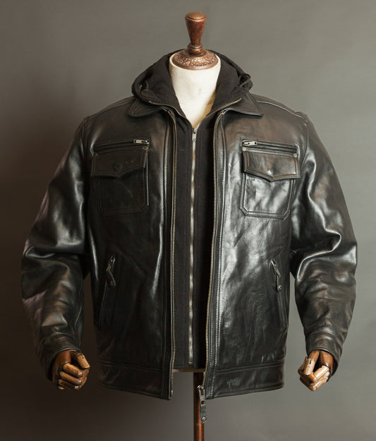 Schott N.Y.C. Heavy Black Cowhide Police State Trooper Leather Jacket