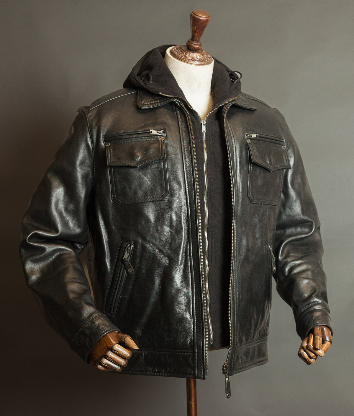 Schott N.Y.C. Heavy Black Cowhide Police State Trooper Leather Jacket