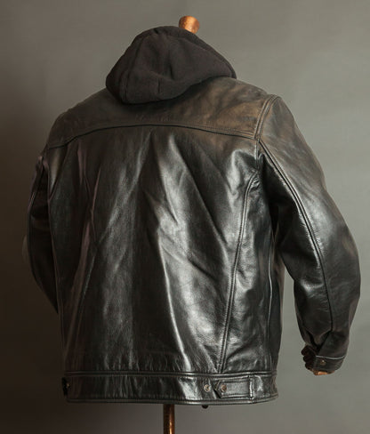 Schott N.Y.C. Heavy Black Cowhide Police State Trooper Leather Jacket