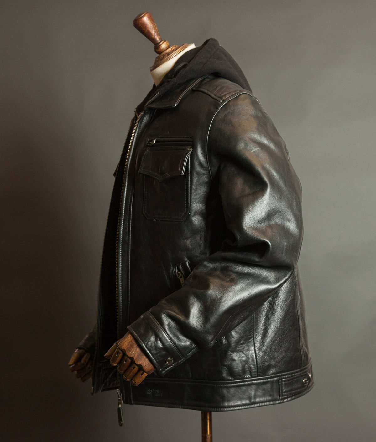 Schott N.Y.C. Heavy Black Cowhide Police State Trooper Leather Jacket