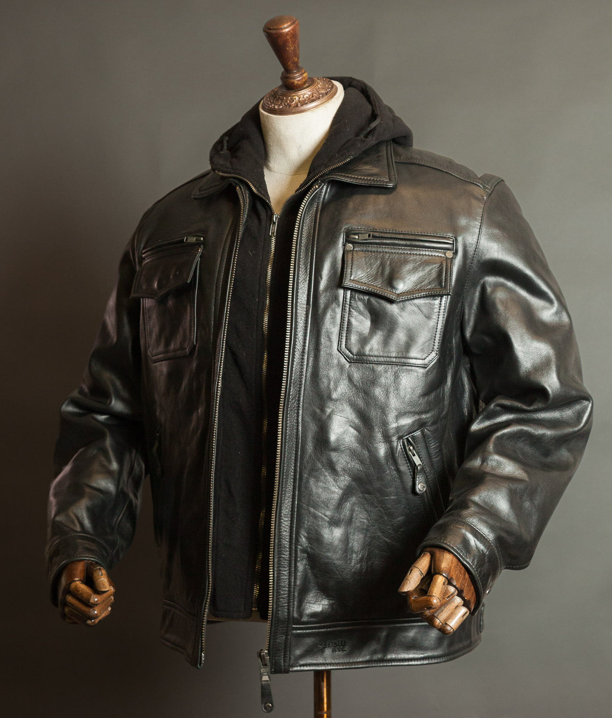 Schott N.Y.C. Heavy Black Cowhide Police State Trooper Leather Jacket